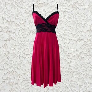 vintage y2k hot pink and black lace babydoll gothic fairy mini dress